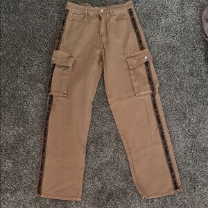 Tan FUBU Cargo Pants with Side Stripes
